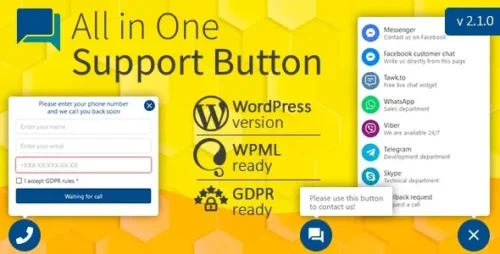All in One Support Button v2.2.7 + Callback Request. WhatsApp, Messenger, Telegram, LiveChat and more